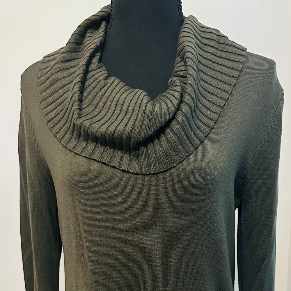 Cable & Gauge Olive Green Cowl Neck Sweater